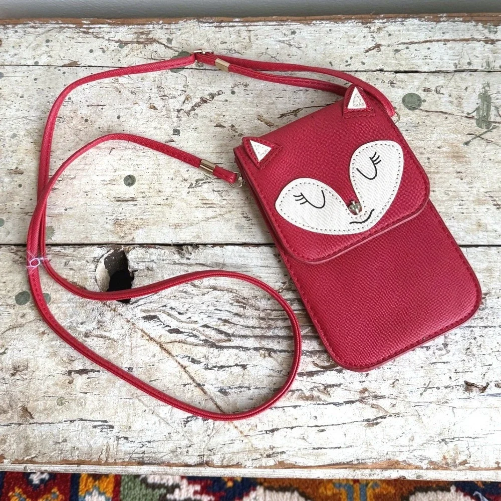 Red Fox Crossbody Phone Bag Kids Small Animal Pouch Purse
